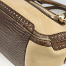 CELINE Boogie bag Hand Bag Leather Beige Gold Auth 174749-15