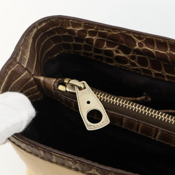 CELINE Boogie bag Hand Bag Leather Beige Gold Auth 174749