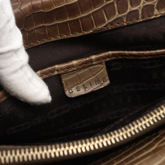 CELINE Boogie bag Hand Bag Leather Beige Gold Auth 174749