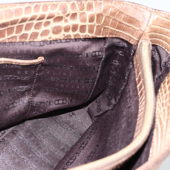 CELINE Boogie bag Hand Bag Leather Beige Gold Auth 174749
