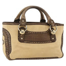 CELINE Boogie bag Hand Bag Leather Beige Gold Auth 174749-1
