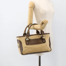 CELINE Boogie bag Hand Bag Leather Beige Gold Auth 174749-24