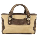 CELINE Boogie bag Hand Bag Leather Beige Gold Auth 174749-2