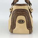 CELINE Boogie bag Hand Bag Leather Beige Gold Auth 174749-3