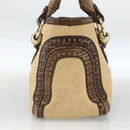 CELINE Boogie bag Hand Bag Leather Beige Gold Auth 174749-4
