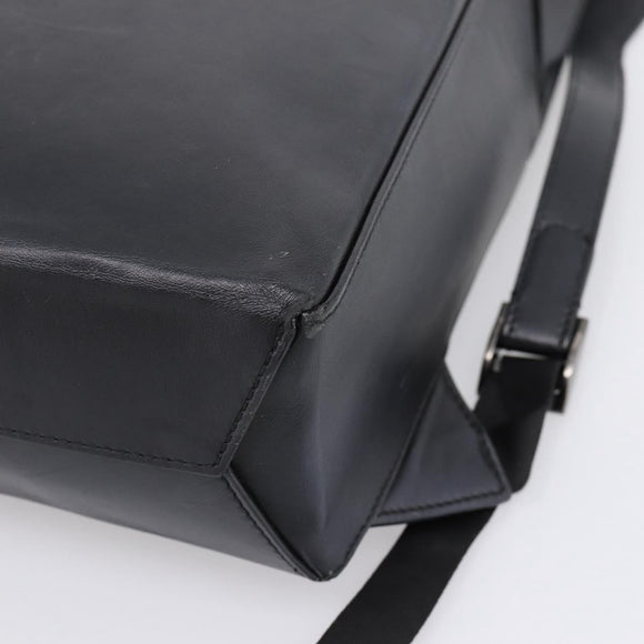 FENDI Backpack Leather Black Silver Auth 174752