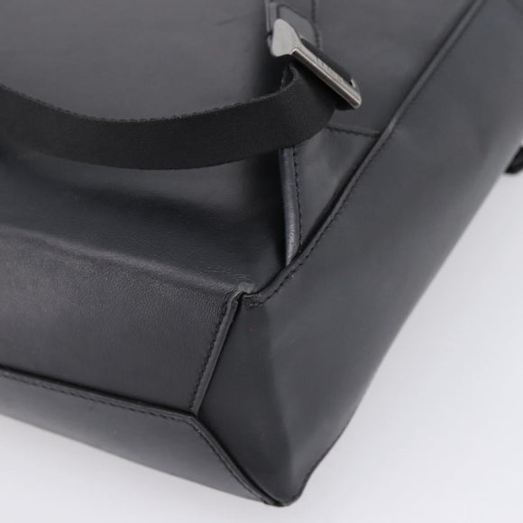 FENDI Backpack Leather Black Silver Auth 174752