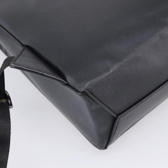 FENDI Backpack Leather Black Silver Auth 174752