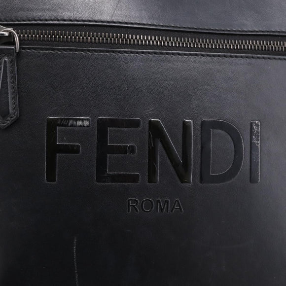 FENDI Backpack Leather Black Silver Auth 174752