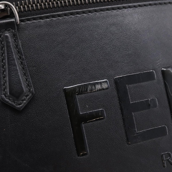 FENDI Backpack Leather Black Silver Auth 174752