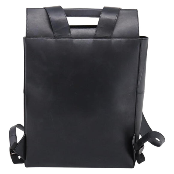 FENDI Backpack Leather Black Silver Auth 174752