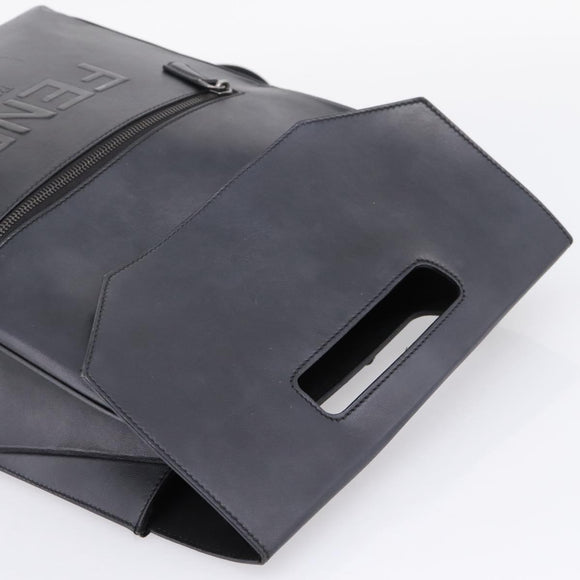 FENDI Backpack Leather Black Silver Auth 174752