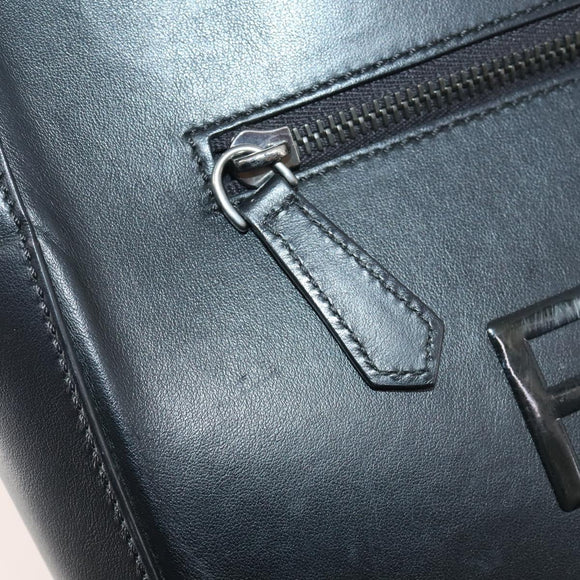 FENDI Backpack Leather Black Silver Auth 174752A