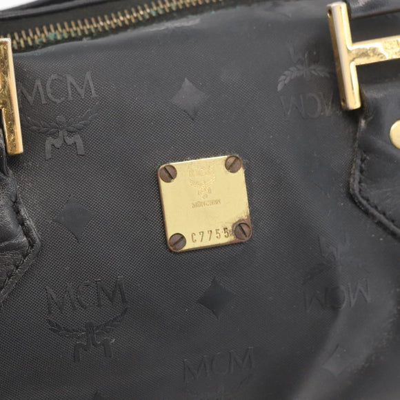 MCM Vicetos Logogram Hand Bag PVC Black Gold Auth 174753