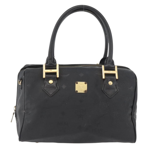MCM Vicetos Logogram Hand Bag PVC Black Gold Auth 174753
