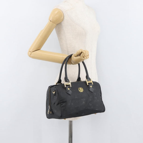 MCM Vicetos Logogram Hand Bag PVC Black Gold Auth 174753