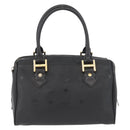 MCM Vicetos Logogram Hand Bag PVC Black Gold Auth 174753-3