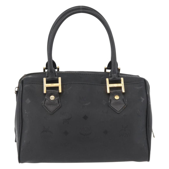 MCM Vicetos Logogram Hand Bag PVC Black Gold Auth 174753
