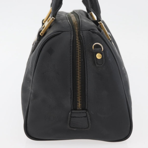 MCM Vicetos Logogram Hand Bag PVC Black Gold Auth 174753