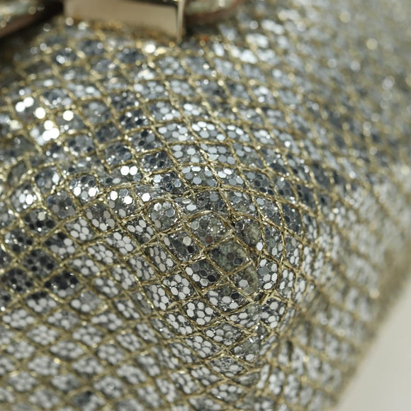 Jimmy Choo Chain Sequin Shoulder Bag Leather Gold Auth 174755A