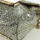 Jimmy Choo Chain Sequin Shoulder Bag Leather Gold Auth 174755A-14