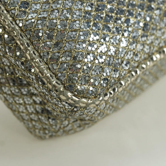 Jimmy Choo Chain Sequin Shoulder Bag Leather Gold Auth 174755A