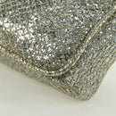 Jimmy Choo Chain Sequin Shoulder Bag Leather Gold Auth 174755A-16
