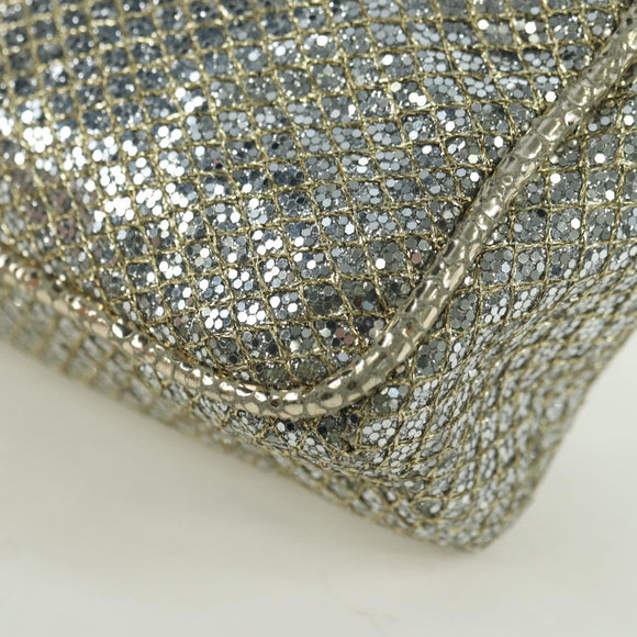 Jimmy Choo Chain Sequin Shoulder Bag Leather Gold Auth 174755A