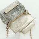 Jimmy Choo Chain Sequin Shoulder Bag Leather Gold Auth 174755A-10