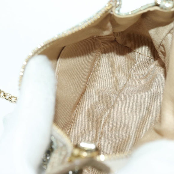 Jimmy Choo Chain Sequin Shoulder Bag Leather Gold Auth 174755A