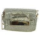 Jimmy Choo Chain Sequin Shoulder Bag Leather Gold Auth 174755A-13