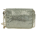 Jimmy Choo Chain Sequin Shoulder Bag Leather Gold Auth 174755A-2