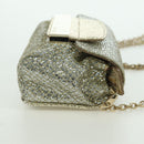 Jimmy Choo Chain Sequin Shoulder Bag Leather Gold Auth 174755A-4