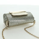Jimmy Choo Chain Sequin Shoulder Bag Leather Gold Auth 174755A-6