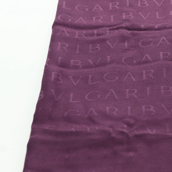 BVLGARI Logo Mania Scarf Silk Purple Auth 174756A