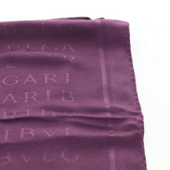 BVLGARI Logo Mania Scarf Silk Purple Auth 174756A