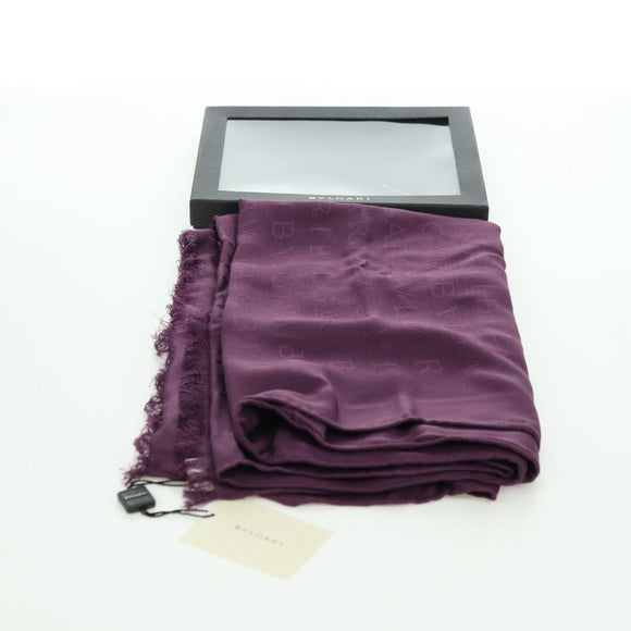 BVLGARI Logo Mania Scarf Silk Purple Auth 174756A