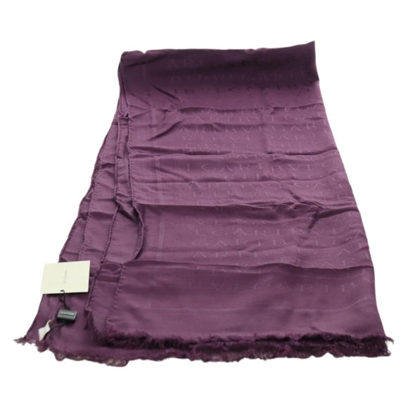 BVLGARI Logo Mania Scarf Silk Purple Auth 174756A