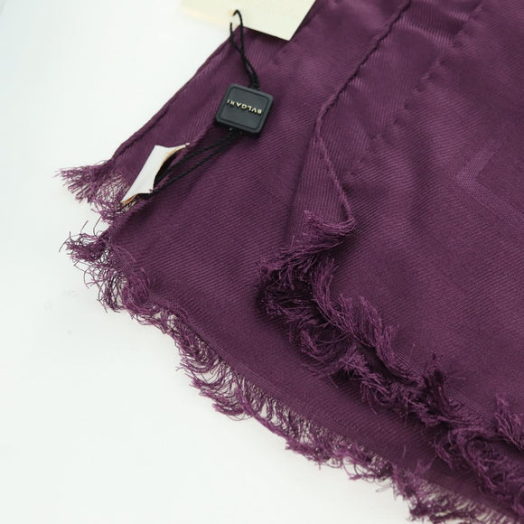 BVLGARI Logo Mania Scarf Silk Purple Auth 174756A