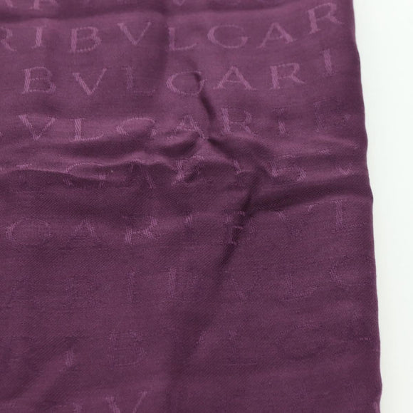 BVLGARI Logo Mania Scarf Silk Purple Auth 174756A