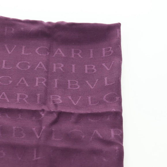 BVLGARI Logo Mania Scarf Silk Purple Auth 174756A