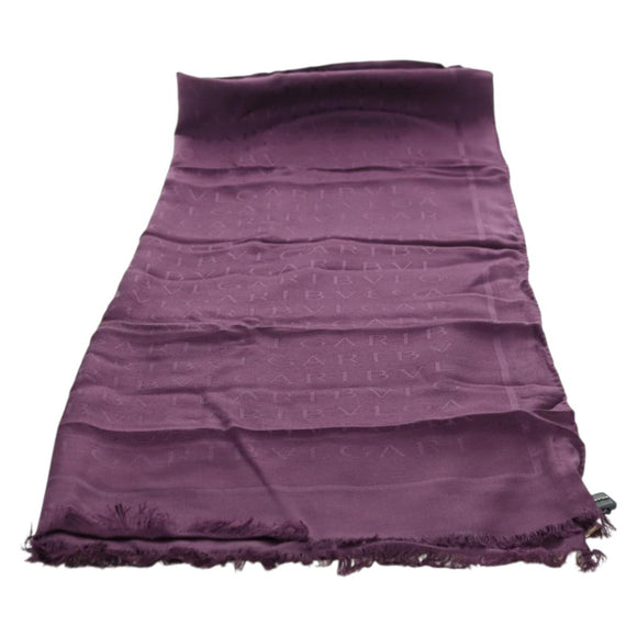 BVLGARI Logo Mania Scarf Silk Purple Auth 174756A