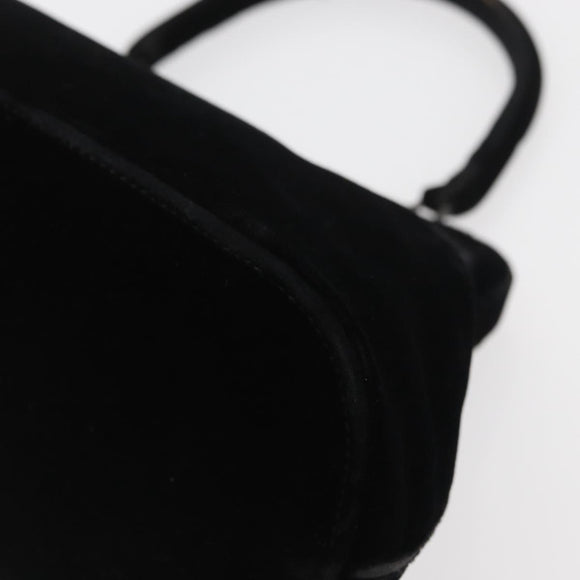 PRADA Hand Bag Velor Black Auth 174759A