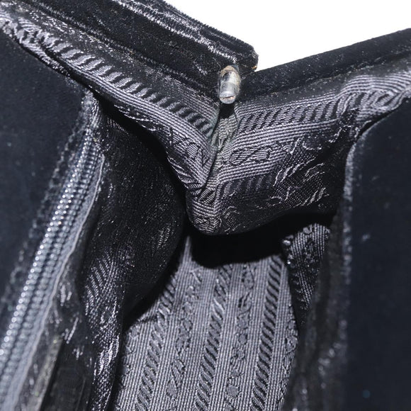 PRADA Hand Bag Velor Black Auth 174759A