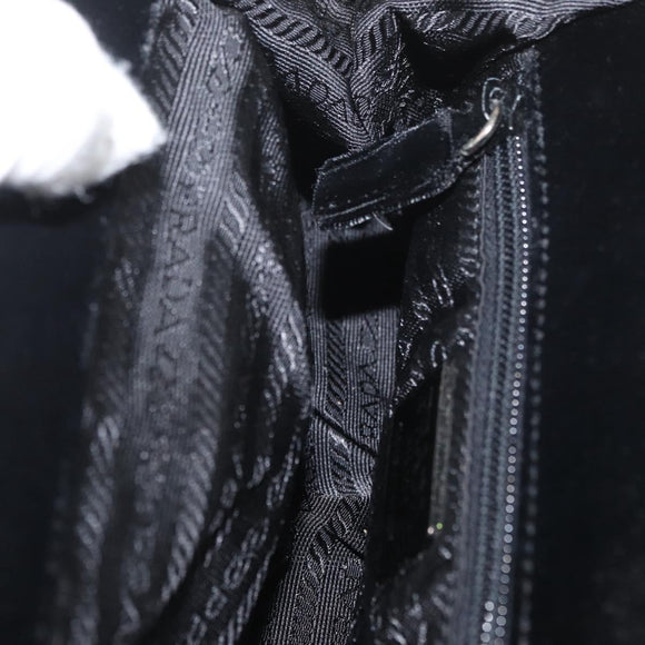 PRADA Hand Bag Velor Black Auth 174759A