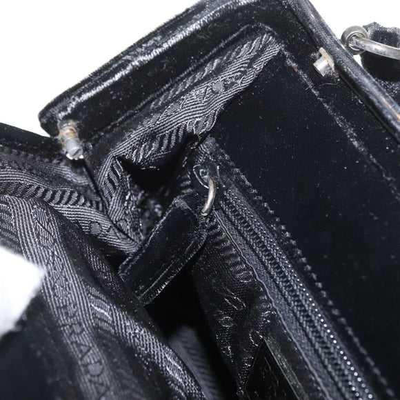 PRADA Hand Bag Velor Black Auth 174759A