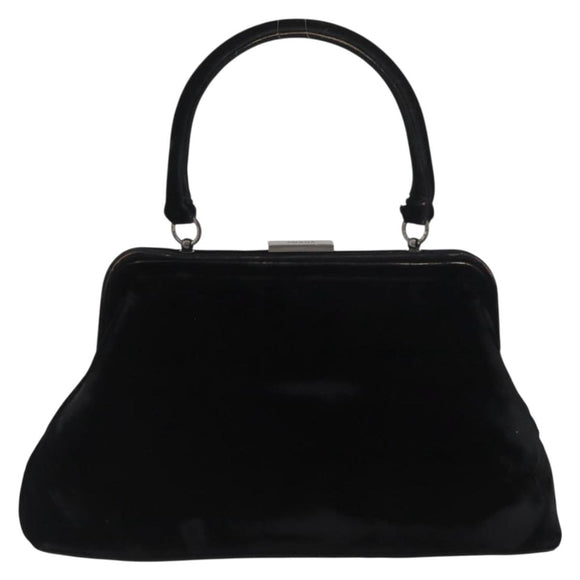 PRADA Hand Bag Velor Black Auth 174759A