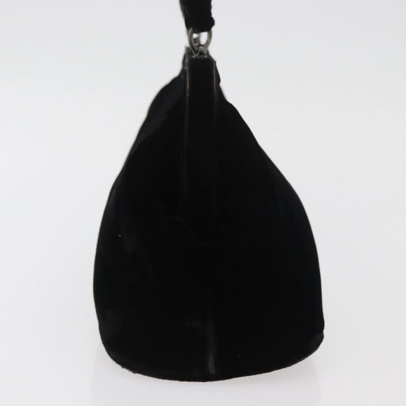 PRADA Hand Bag Velor Black Auth 174759A