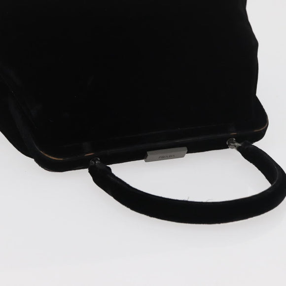 PRADA Hand Bag Velor Black Auth 174759A