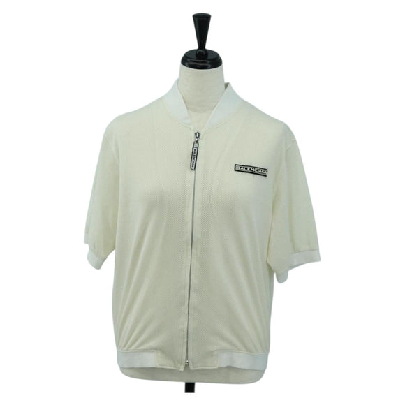 BALENCIAGA Short Sleeved Golf Jacket Polyester M White Auth 174764A